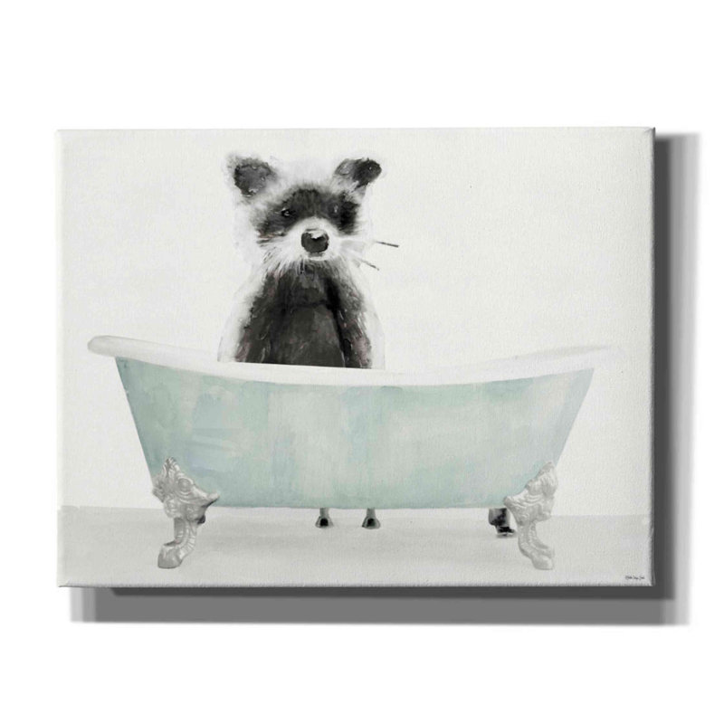 «Vintage Tub with Racoon» par Stellar Design Studio, art mural sur toile, H 26 po x l 34 po x P 1,5 po