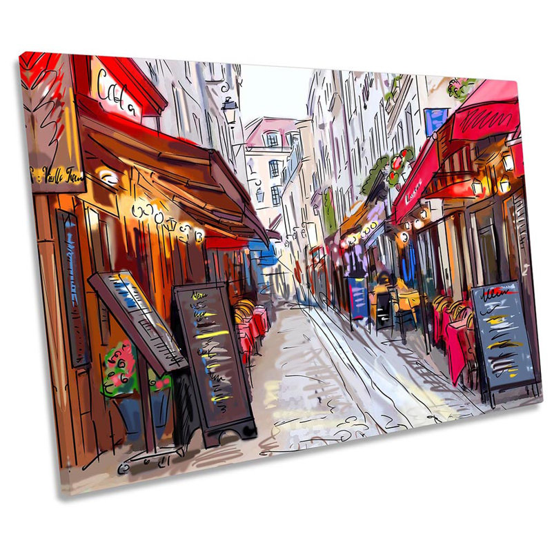 Café Streets Paris Coffee - Wrapped Canvas Print, 30.5cm H x 45.7cm W x 2cm D