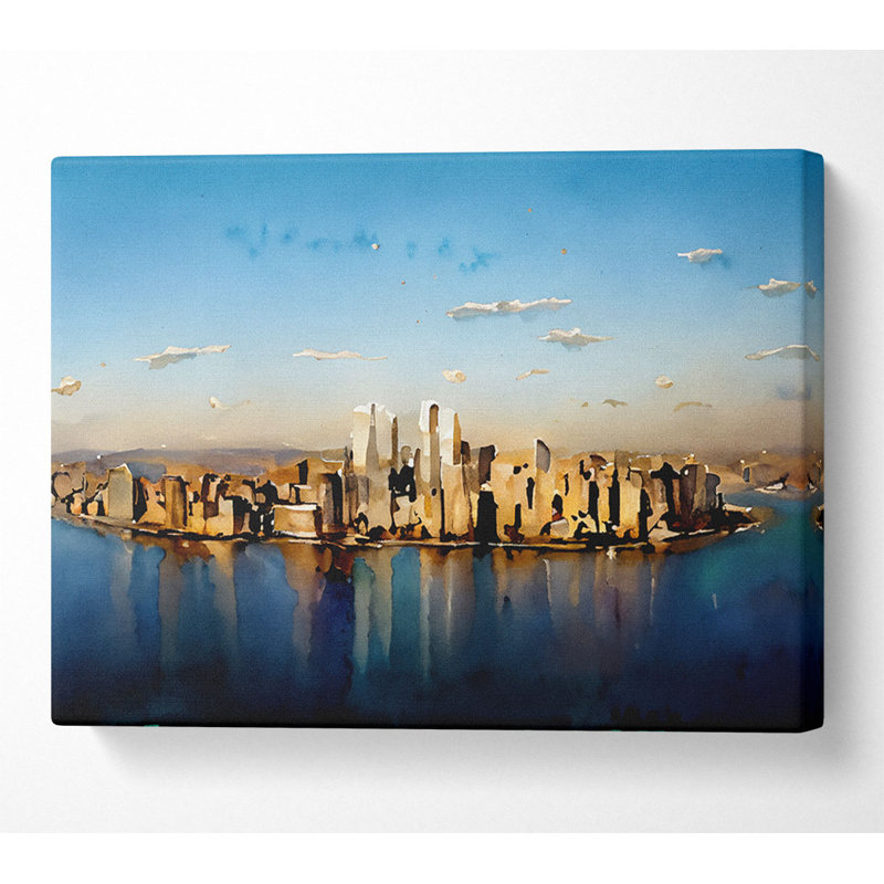 View Of New York In Golden Sunlight - Wrapped Canvas Print, 66cm H x 106.6cm W x 10cm D