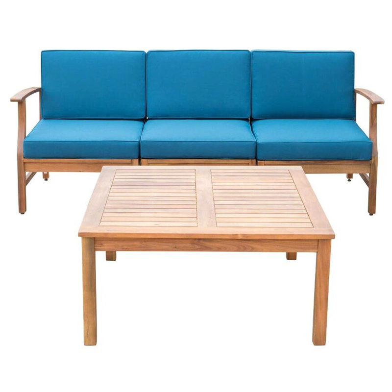 Ensemble de canapé 3 places et de table Perla, bleu