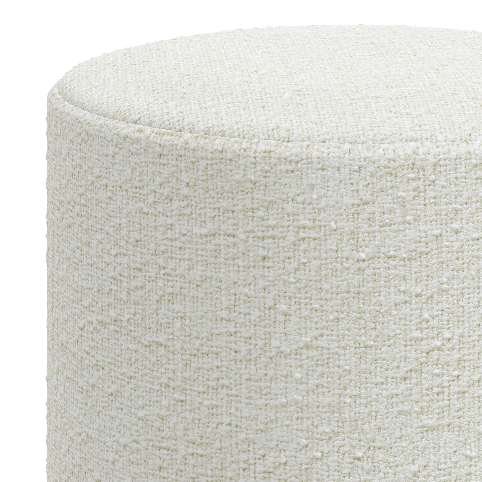 Epaulette Upholstered Ottoman, Classic Snow Boucle