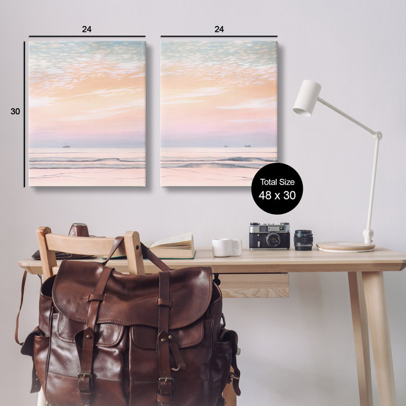  "Peachy Coastal Sunrise", ensemble de 2 toiles murales par Grace Popp, H 30 po x l 24 po