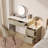 Edorta 55.12'' W Solid Wood Makeup Vanity Set with Lighted Mirror and Chair Stool Faux Leather Vanity Set