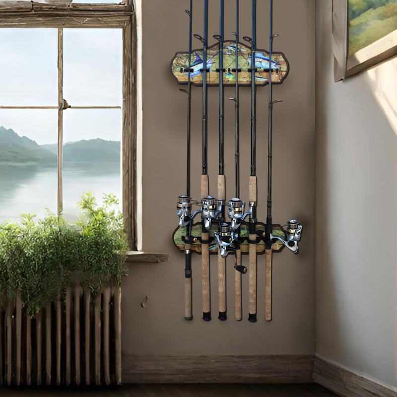 Guy Harvey Ancient Map 6 Rod Wall Rack
