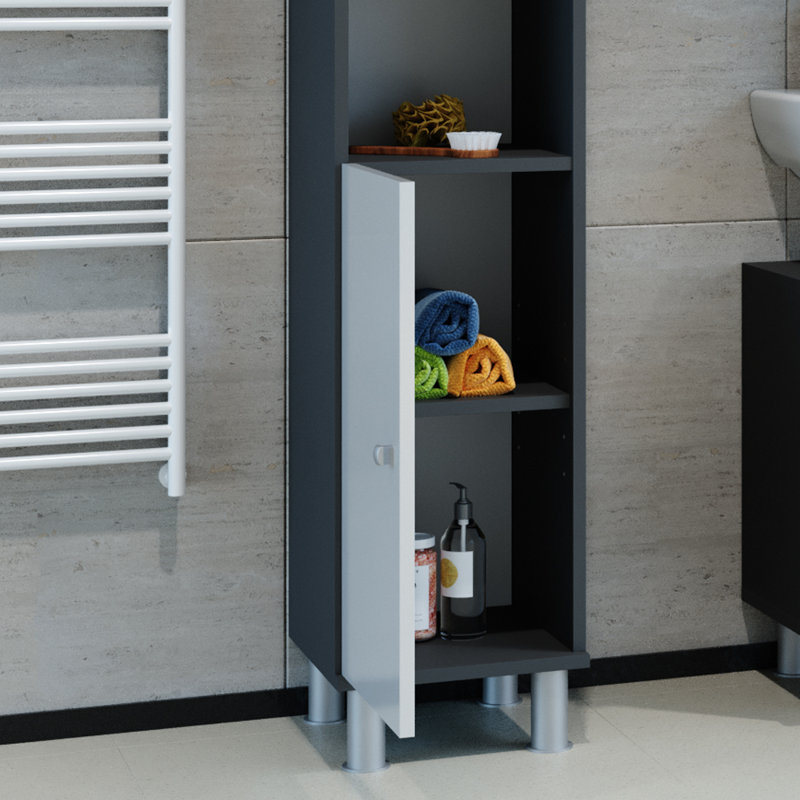 Villareal Freestanding Linen Cabinet, Anthracite/White