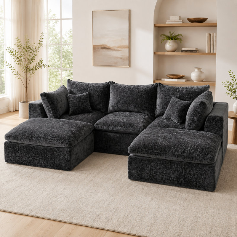 Canapé modulaire 111 po, Gray Chenille