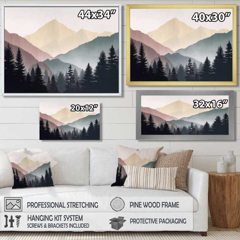 «Morning Mist On The Mountain Horizons», impression d'art sur toile, paysage gris, H 12 po x l 20 po, Toile tendue