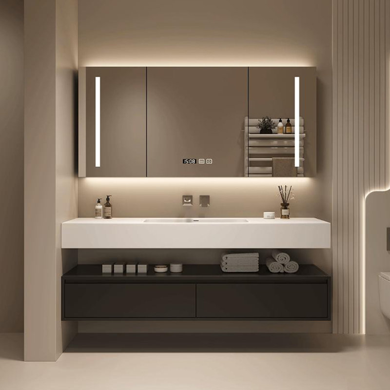 Armoire de salle de bain au design simple, Noir, noir, noir, noir