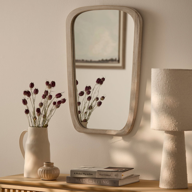 Solid Wood Rectangle Mirror, Small, Whitewash