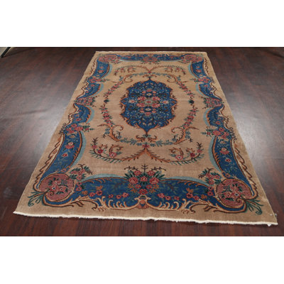 One-of-a-Kind 4'10" X 7'11" 1960s Wool Area Rug in Brown