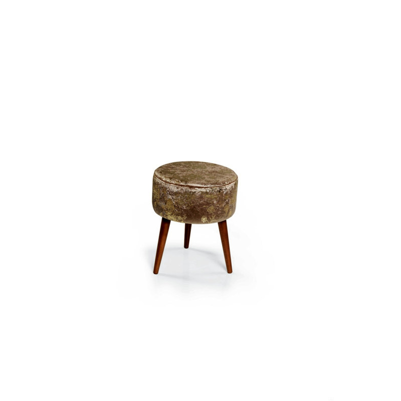 Round Ottoman, Light Brown