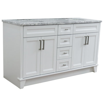 Fenimore 61'' Double Bathroom Vanity with Carrara Marble Top