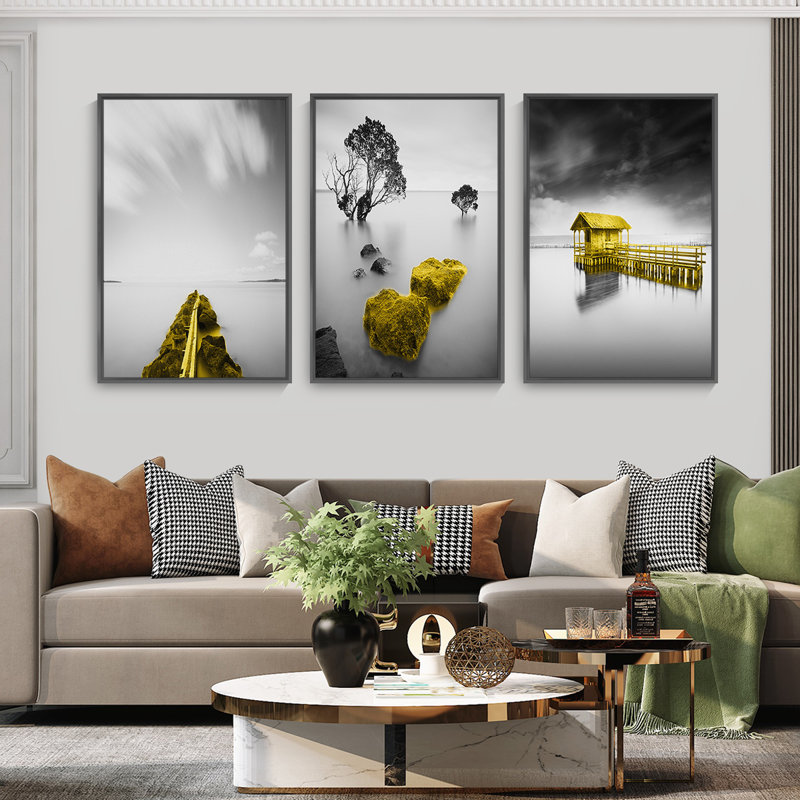 Contrast - ensemble de 3 reproductions sur toile, H 24,3 po x l 48,3 po x P 1,65 po