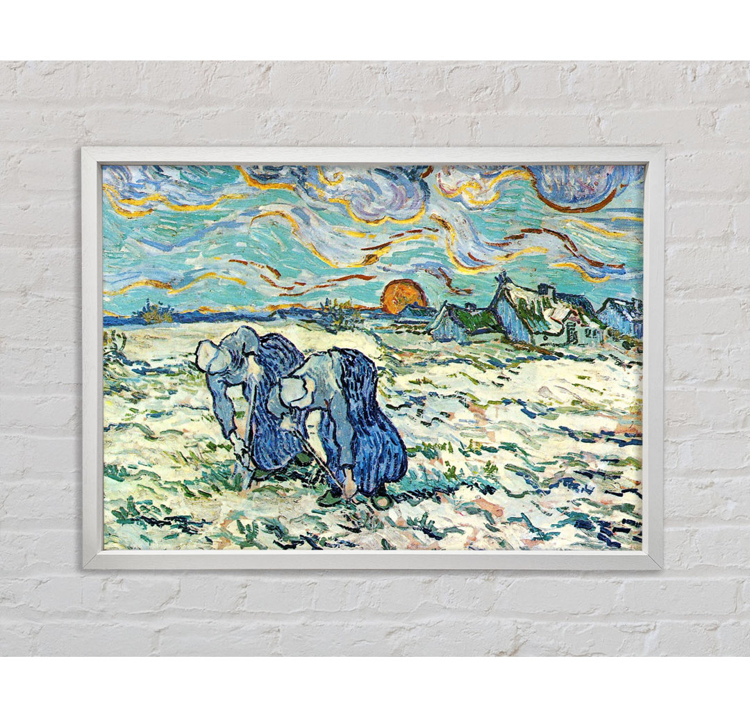 Van Gogh Two Digging A Grave In The Snow - Einzelbildrahmen Kunstdrucke auf Leinwand