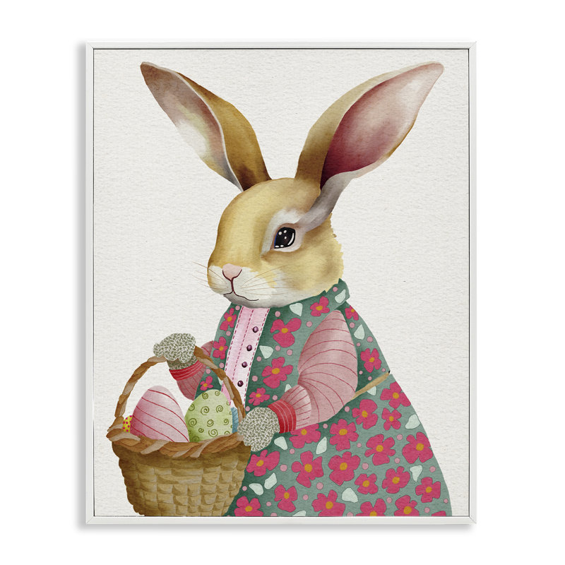 Lapin de Pâques avec panier à œufs, estampe numérique, design par Regina Moore, H 20 po x l 16 po