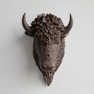 Décoration murale fausse tête de bison taxidermie