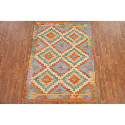 Kilim Reversible Wool Area Rug 5x7