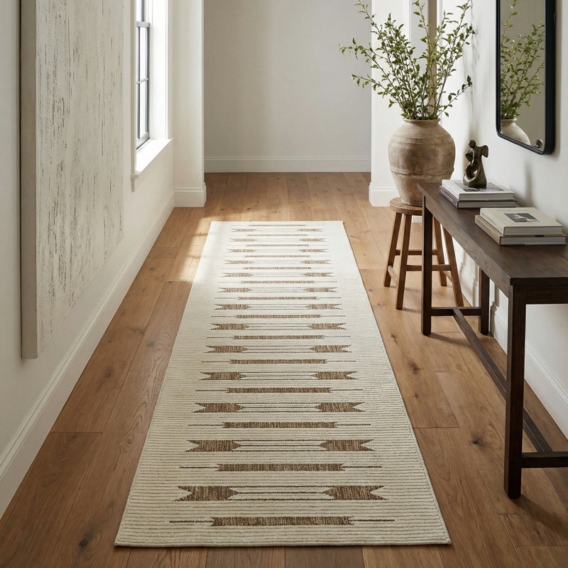 Rug Branch Maise 2'x10' (Exact Size: 2'2" x 10') Abstract Indoor Runner Rug, Beige Brown, Modern - Entryway, Hallway, Bathroom, and Kitchen