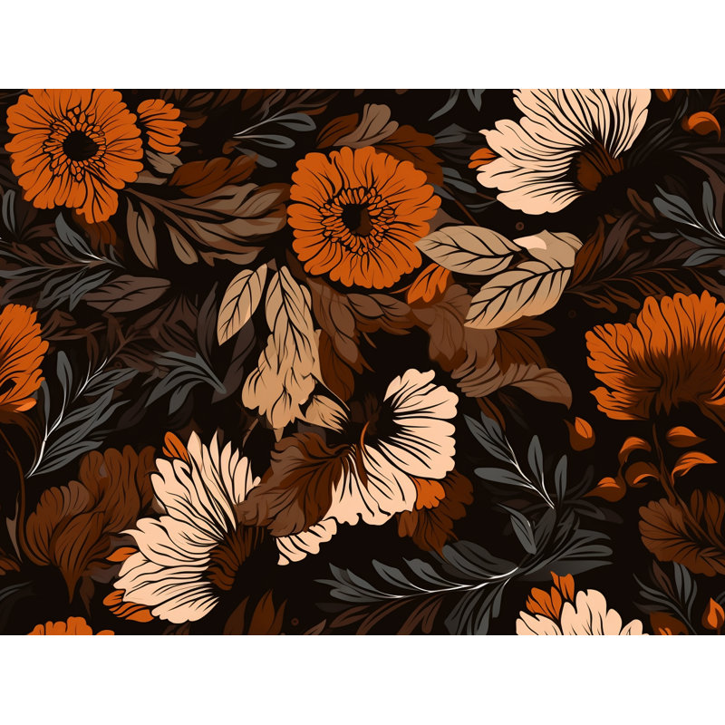 Machine Printed Comforter, Twin Comforter, Black/Brown Floral