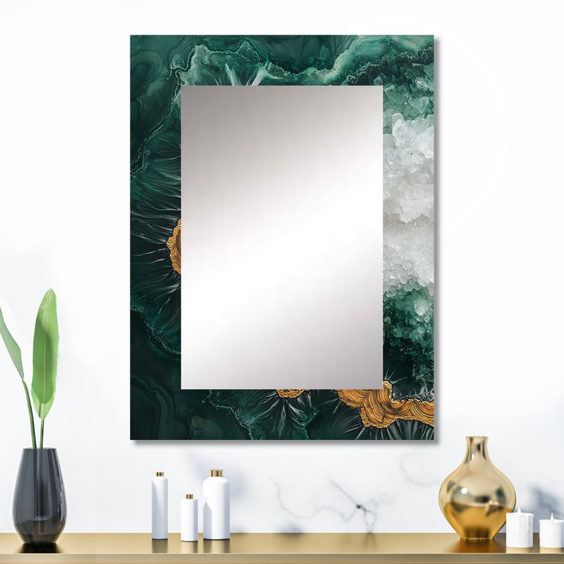 «Bold Forest Landscape Path of the Emerald River IV», miroir mural décoratif forêt, miroir traditionnel, art imprimé en métal
