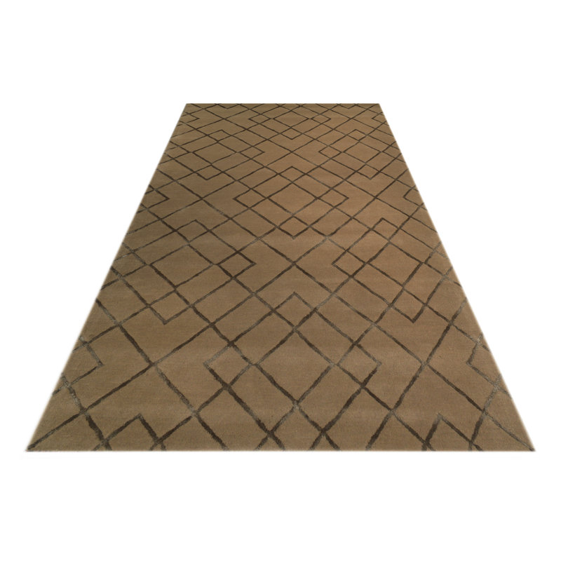 Highway Geometric Wool Area Rug, Rectangle 122 x 183cm