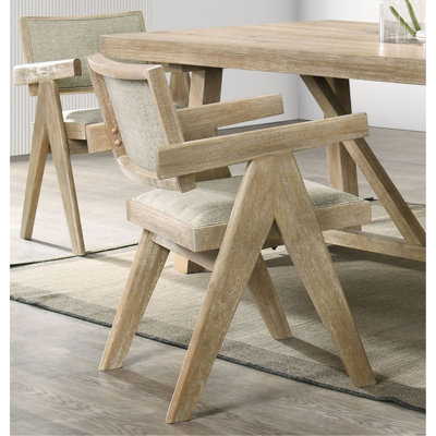 Chaises de salle à manger avec accoudoirs et revêtement en chêne et siège en polyester 2 pièces