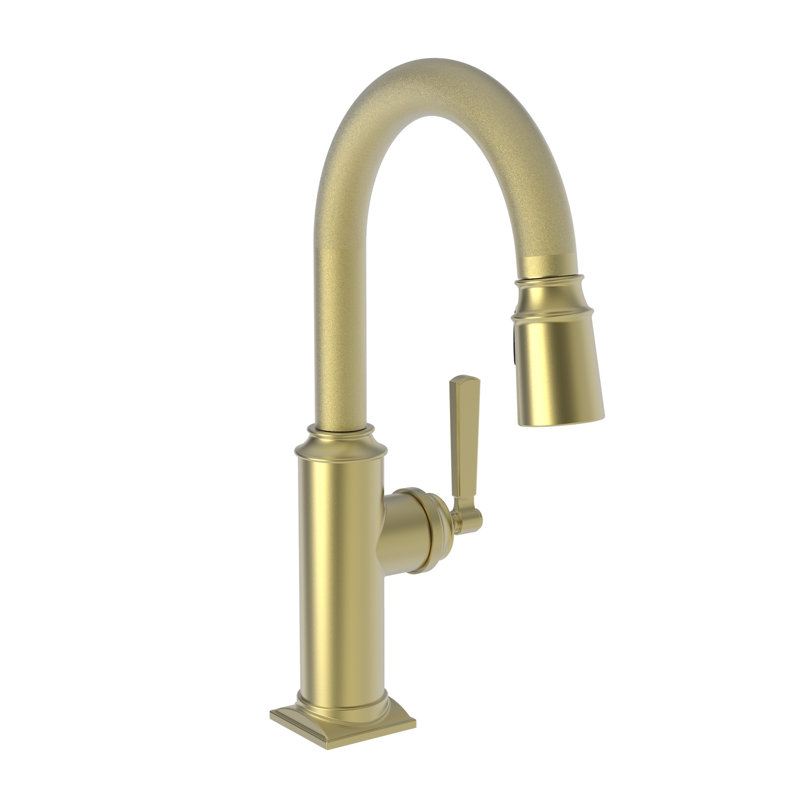 Adams Single Handle Pull Down Bar Faucet, Satin Brass (PVD)