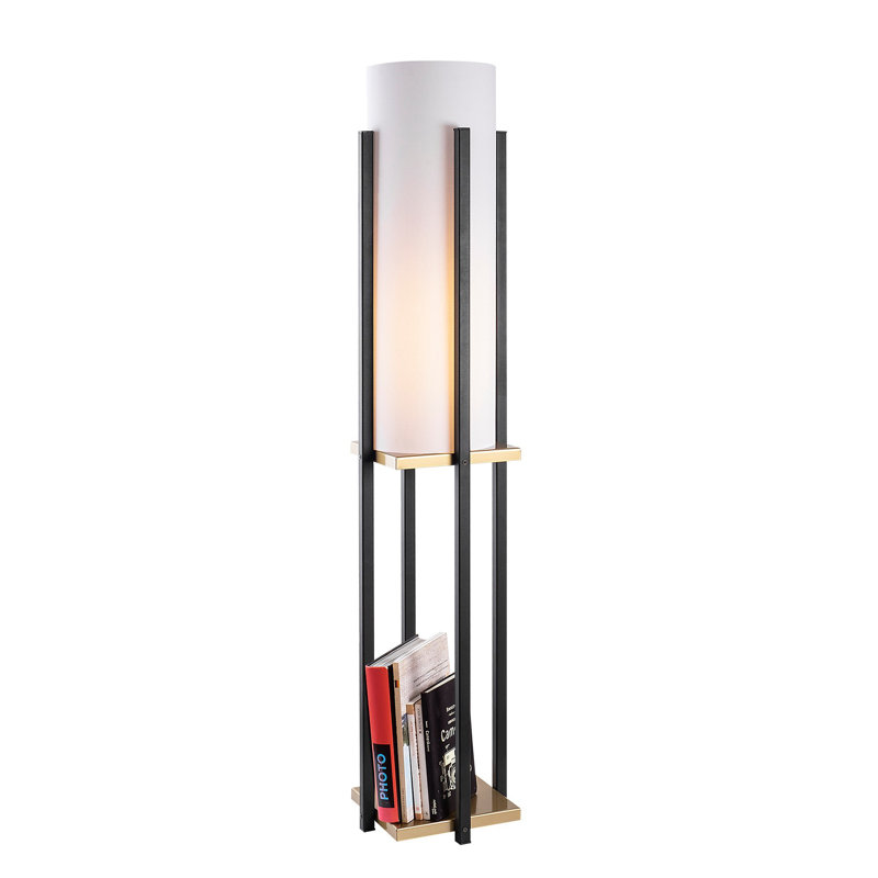 Lampe sur pied colonne 9,83 "Cawe, Blanc, Or