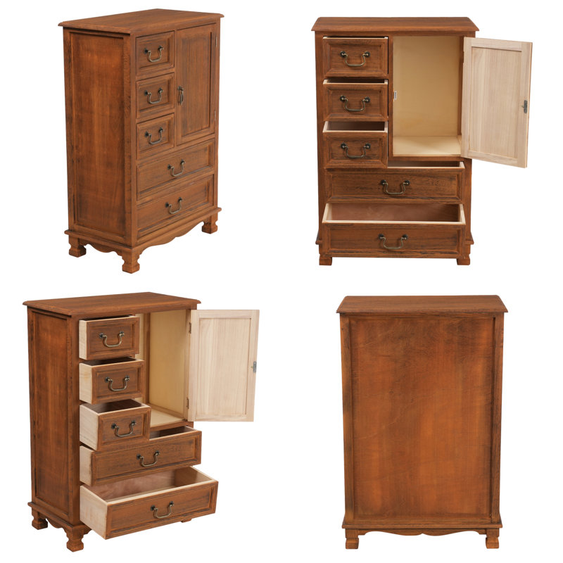 Bedroom storage cabinet with 5 drawers, Brun