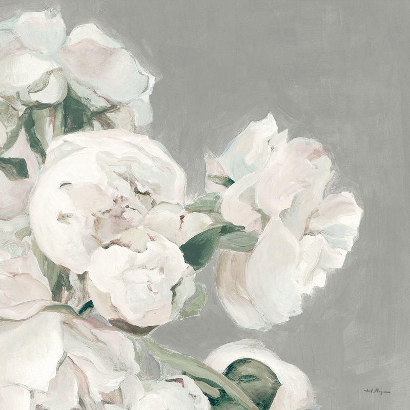 Pivoines sur fond gris II, H 30 po x l 30 po x P 1,25 po