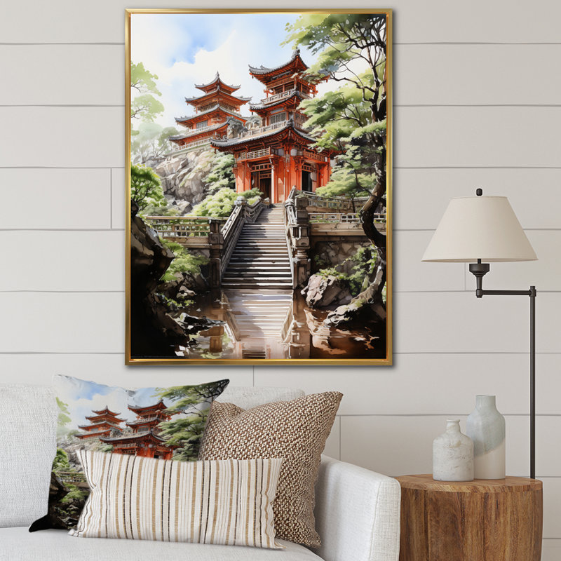 «Imperial Palace III» sur toile, Cadre flottant doré, H 44 po x l 34 po x P 1,5 po
