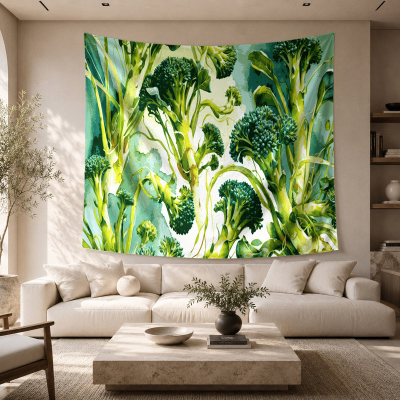 Tapisserie murale légumes choux broccoli, 68 po x 80 po