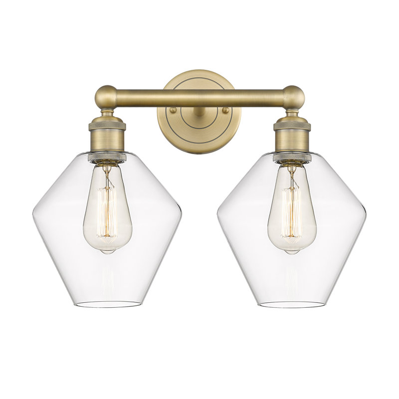 Éclairage pour meuble-lavabo à intensité variable 2 lumières Amylea, Laiton brossé, Clair