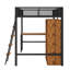 Lit mezzanine spacieux en métal avec bureau intégré, garde-robe et étagères