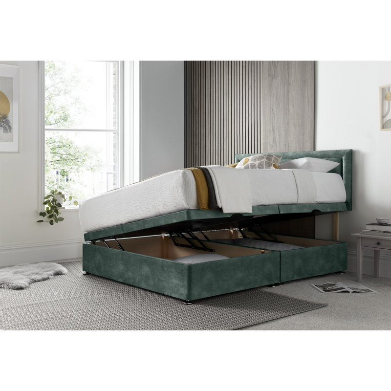 Regent Border Conistan Divan Ottoman with Headboard on Struts, Single (3'), Emerald