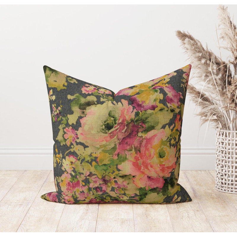Housse de coussin en lin gris anthracite, H 15 po x l 15 po