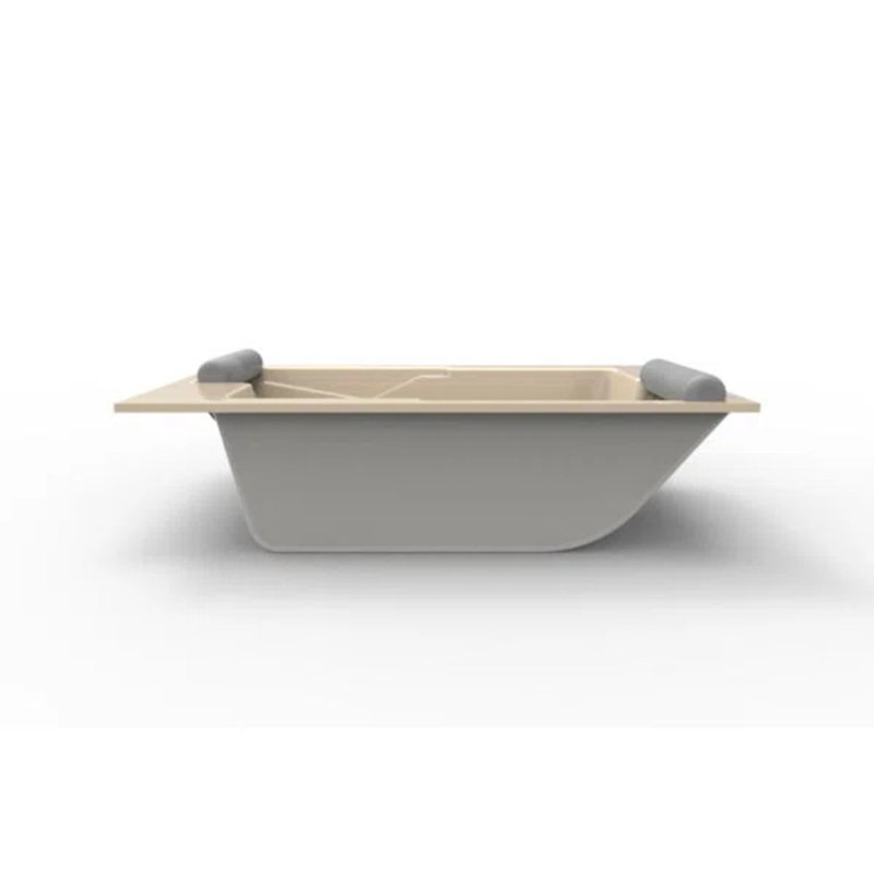 Ashley 72'' L Soaking Bathtub, Bone, Satin Brass