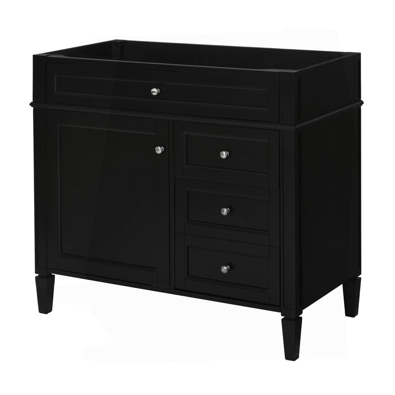 Meuble-lavabo de 36 po sans lavabo supérieur, armoire de rangement moderne avec 2 tiroirs et un tiroir basculant, structure en bois massif