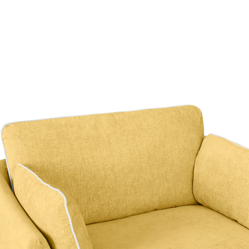 Chaise longue avec coussins et pieds robustes, Jaune