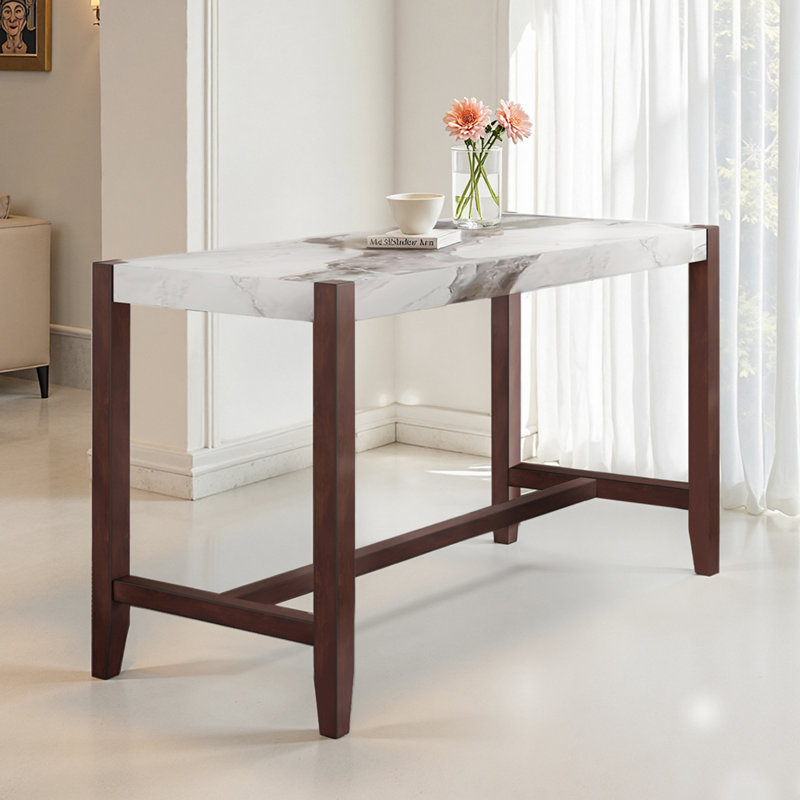Counter Height Dining Table, White/Brown