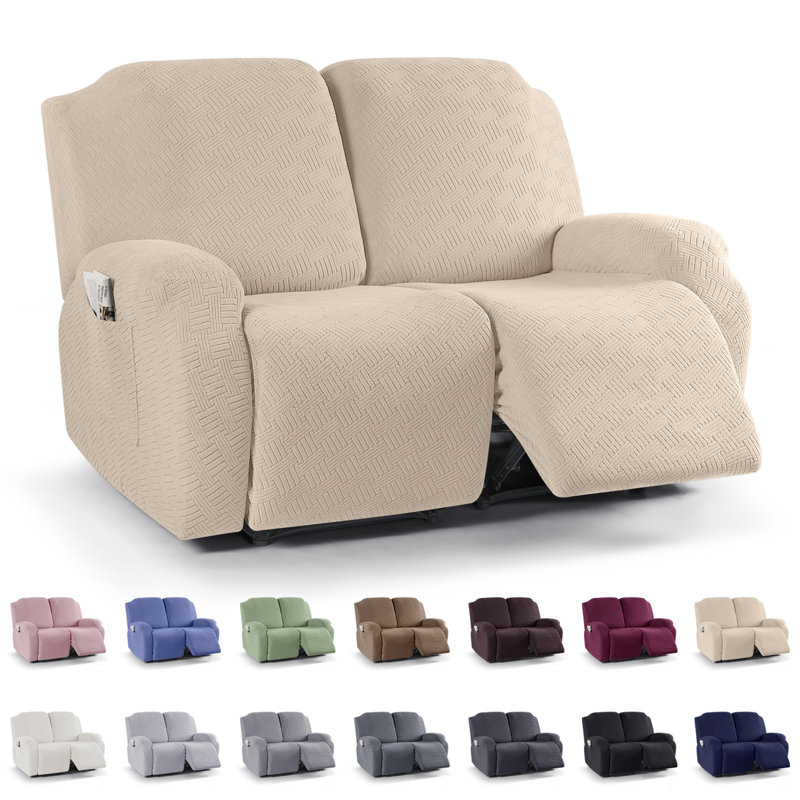 Wald 2 Seats Jacquard Recliner Chair Covers Furniture Protector Recliner Slipcovers With Elastic Bottom For Kids Pets