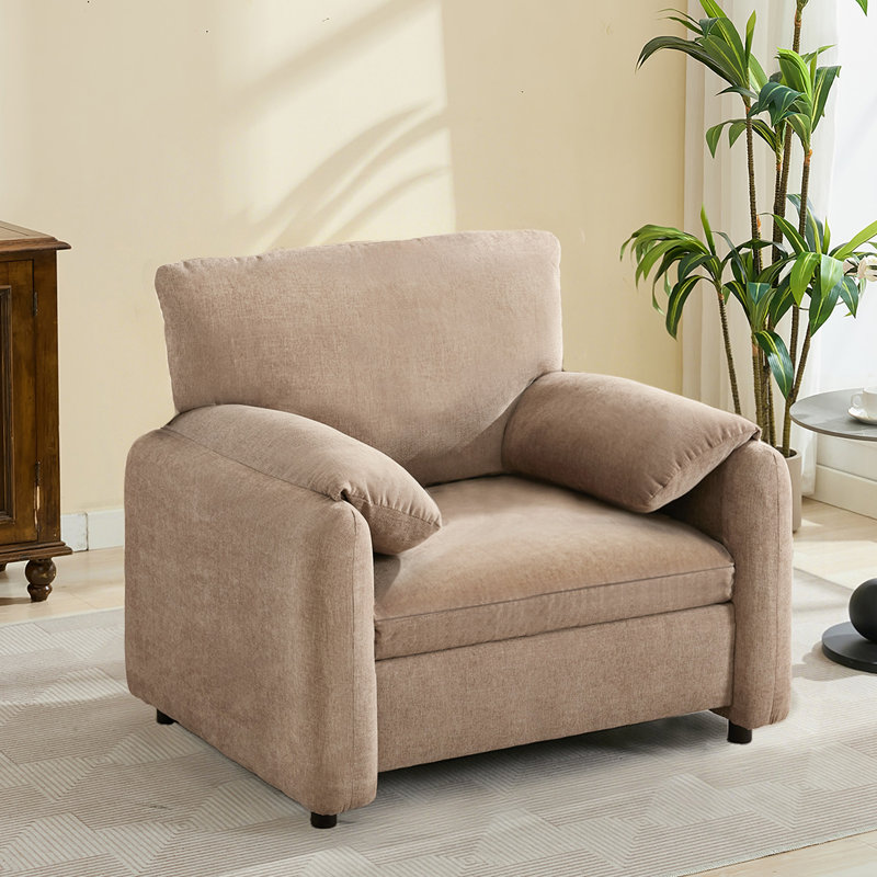 Fauteuil d'appoint moderne en chenille moderne, Chenille brun