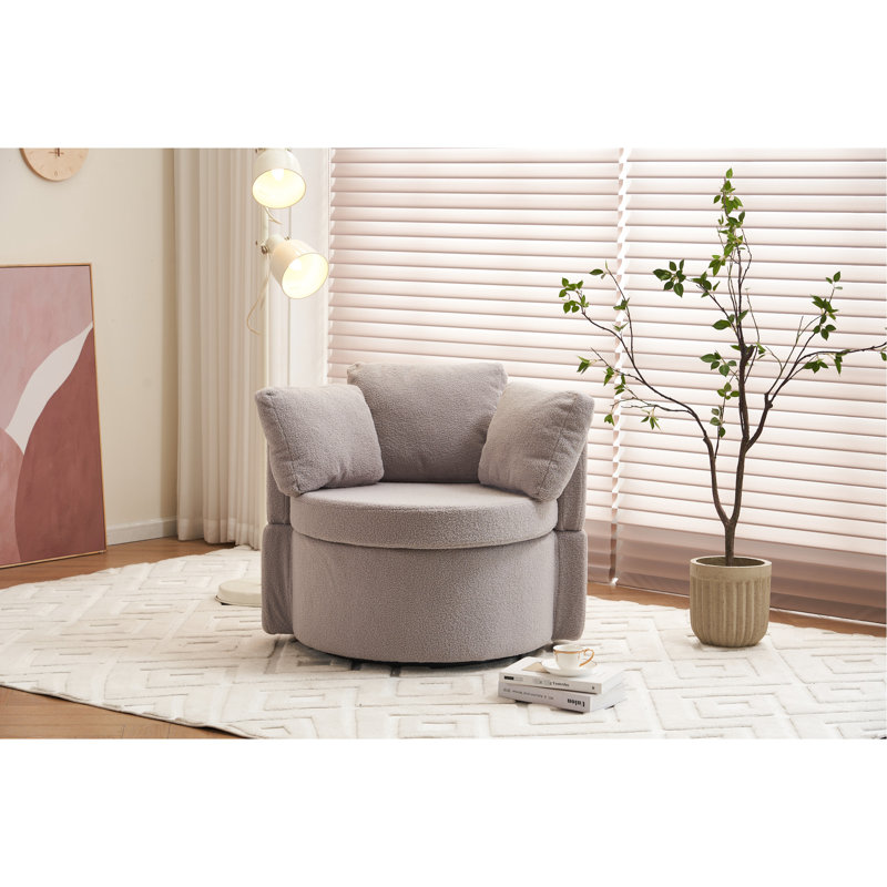 Chaise ergonomique en tissu avec fonction pivotante et rangement pratique rembourré, Gris clair