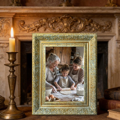 Cadre photo orné antique 11 po x 14 po avec support de table et crochets muraux 1PC