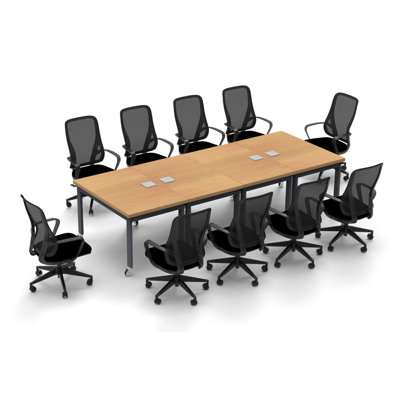 Domingo 10 Person Conference Meeting Tables with 10 Chairs Complete Set