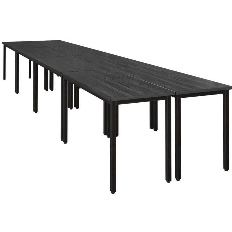 Ensemble de bureau et de table de conférence de 314,8 po de largeur, Noir, noir, noir, noir