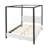 Queen Size Canopy Bed Luxury Contemporary Style Jet Black Metal Frame With Plush White Bouclé Upholstery