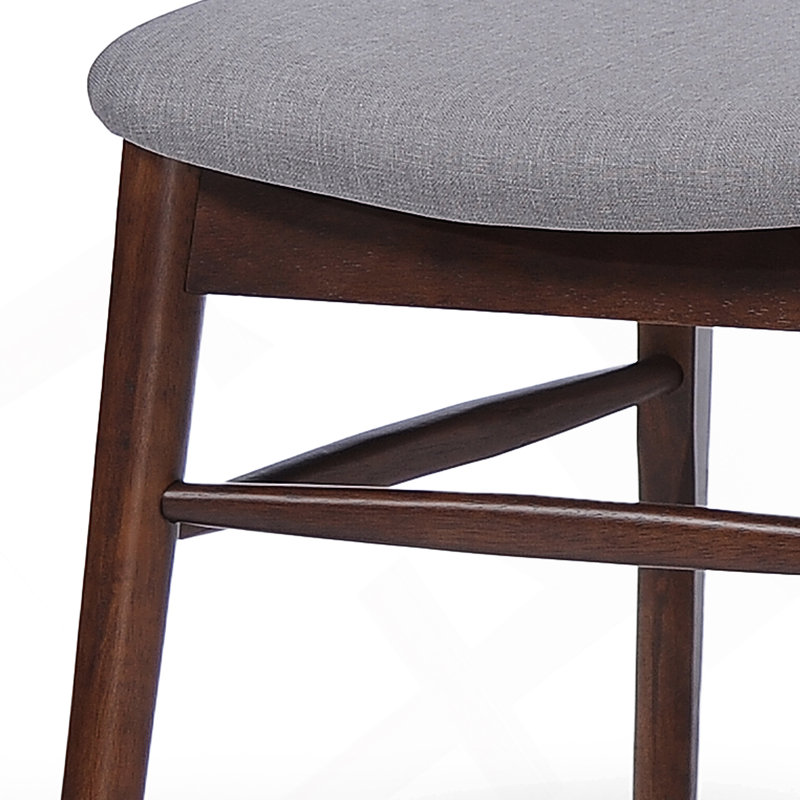 Ensemble de 2 chaises de salle à manger rembourrées Mid-Century avec structure en bois d'hévéa, noyer et gris clair, Walnut