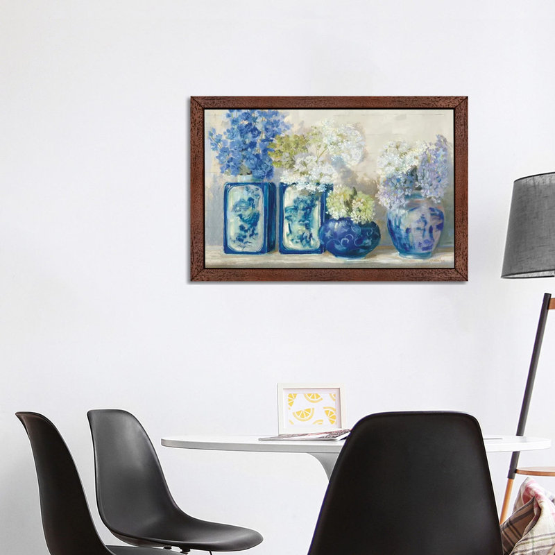 Ladys Mantle on Shiplap 1 Piece Painting on Canvas, 152.5 cm H x 101.5 cm W, Brown Floater Framed