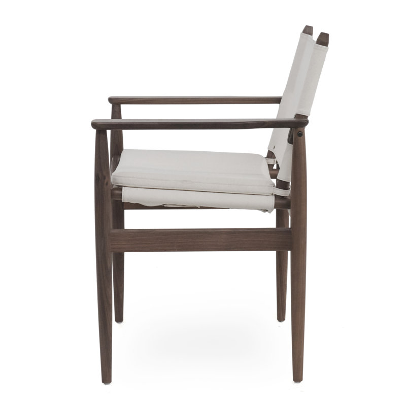 Journey Upholstered Arm Chair, Canvas Natural, Natural Walnut